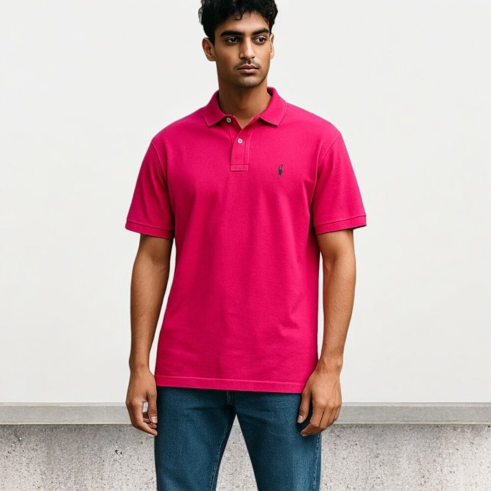 Polo Ralph Lauren Classic-Fit Short-Sleeve Polo Golf Shirt in Hot Pink Mens Sz L